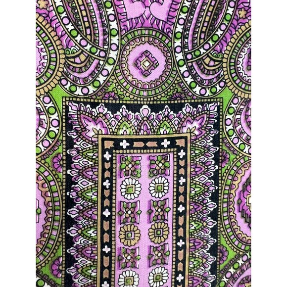 Vintage Silk Scarf With Paisley Print In Pink & Green - Picture 4 of 16